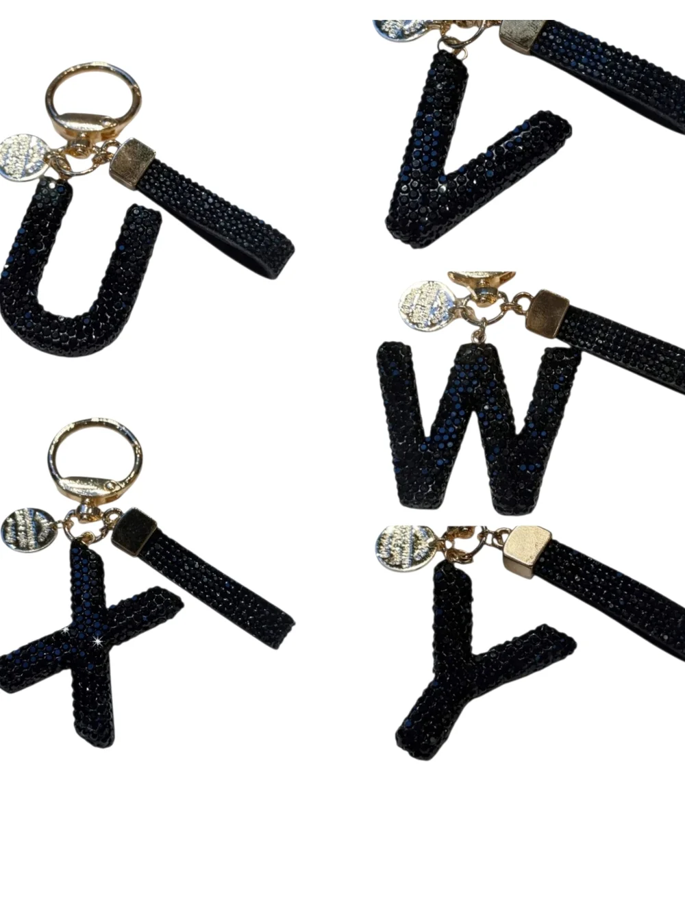 Crystal-Encrusted Black Letter Purse Charm Keychain NWT! (Choose Your Letter) - Picture 8 of 9